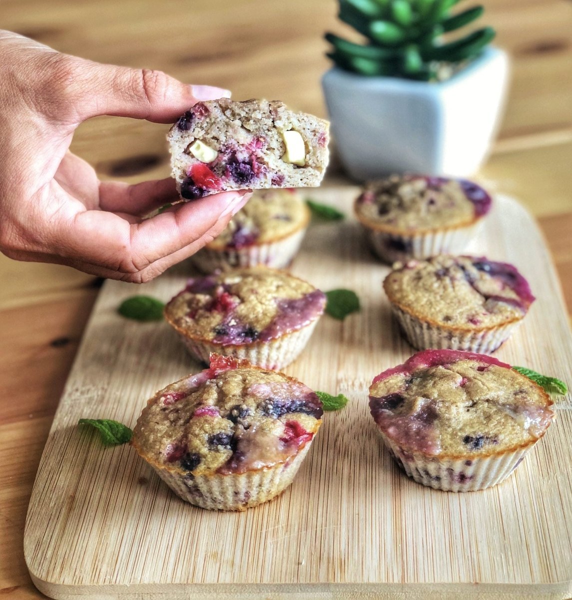 Muffins fruits rouges chocolat blanc healthy - Santé gourmet