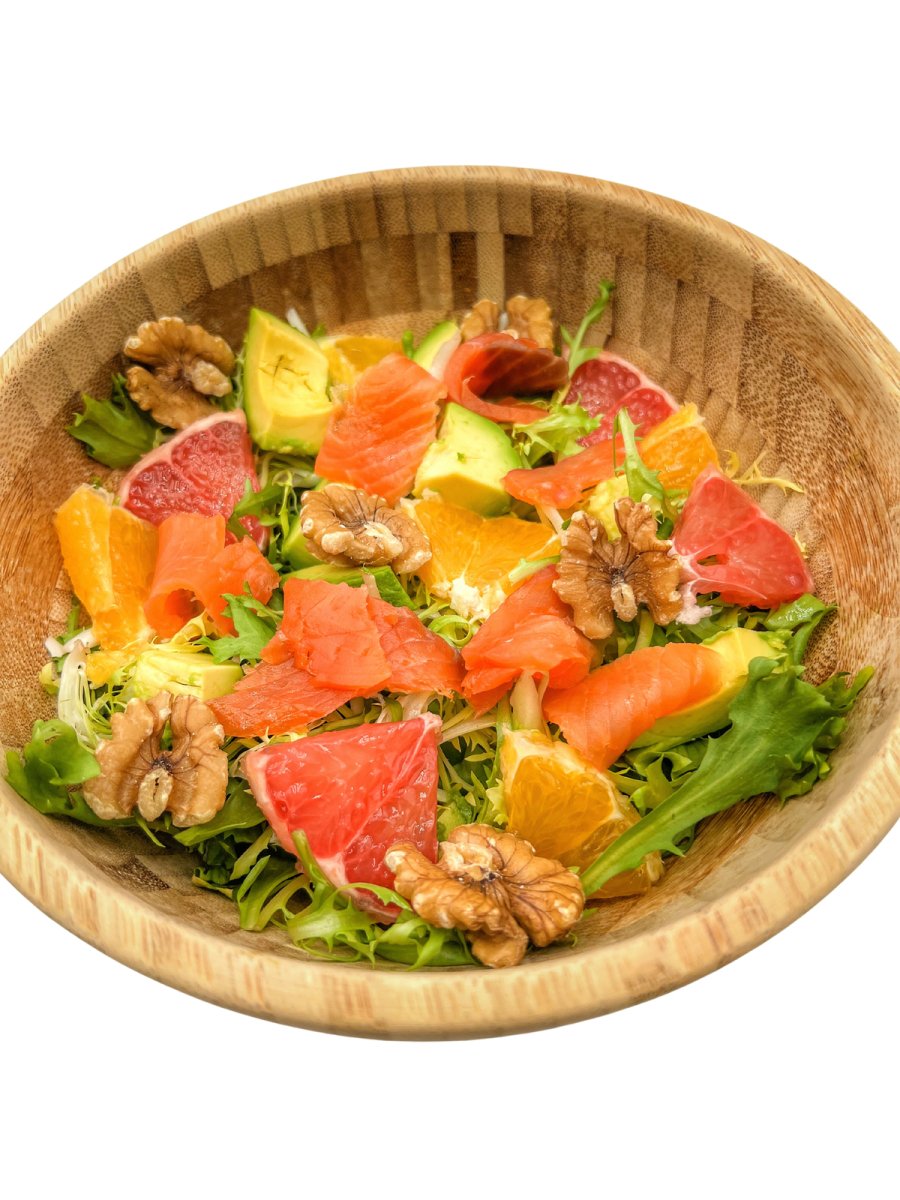 Salade aux agrumes, avocat et truite fumée - Santé gourmet