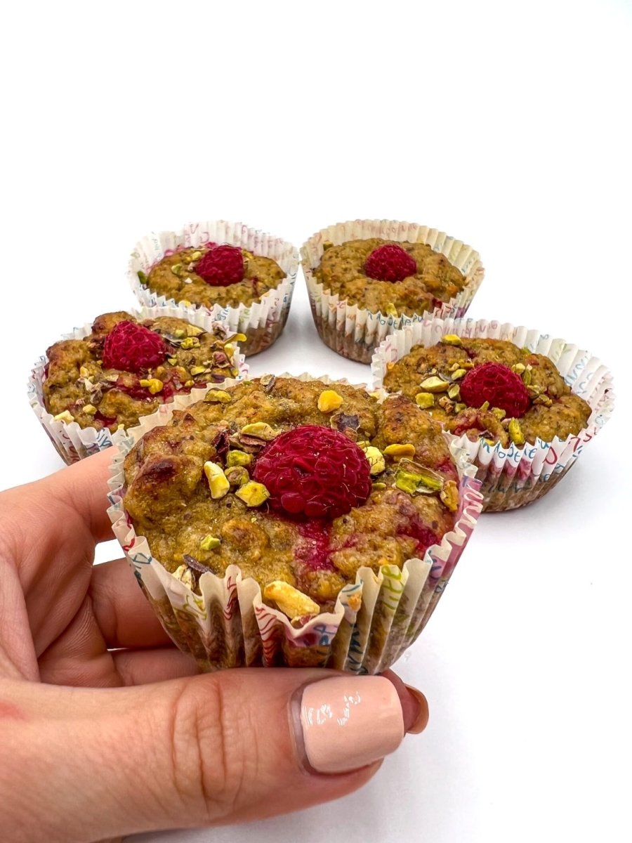 Muffins framboises pistaches - Santé gourmet Image