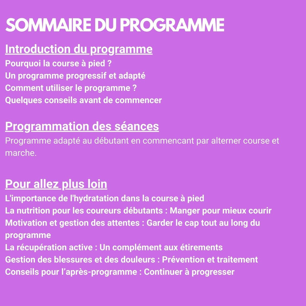 Programme de running - Courir 1H en 15 semaines