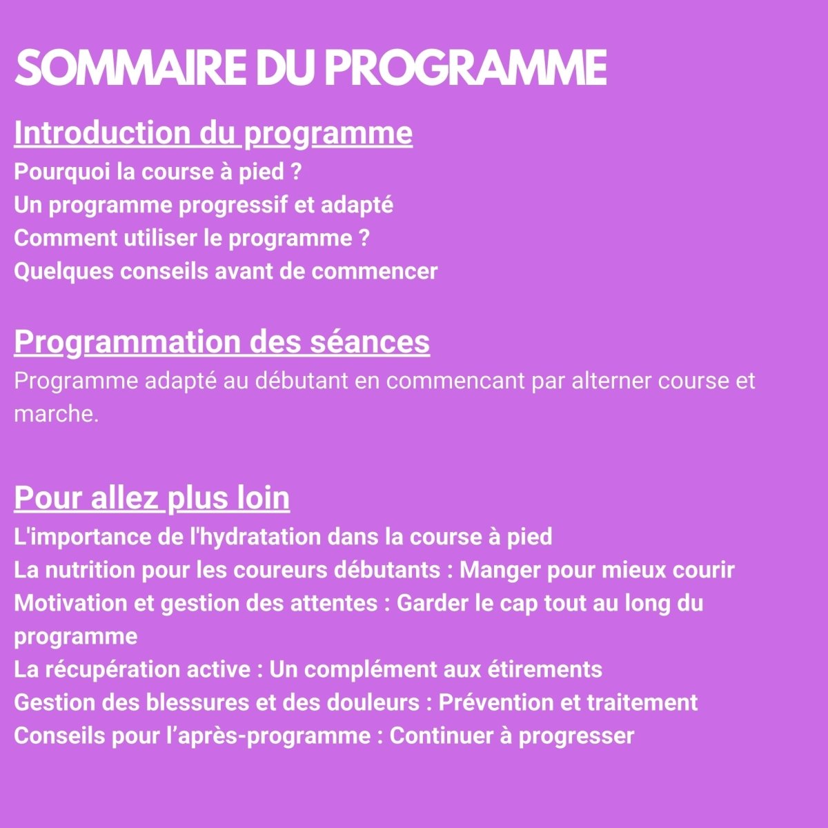 Programme de running - Courir 1H en 15 semaines