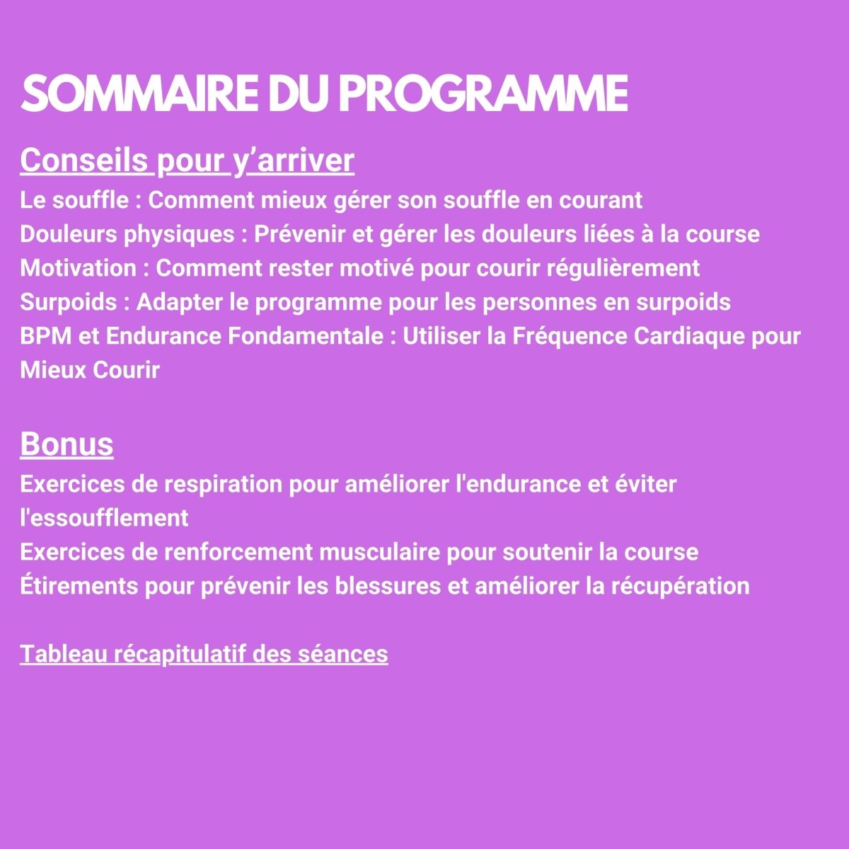 Programme de running - Courir 1H en 15 semaines